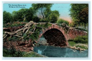 Ancient Stone Arch Bridge At Old Panama Knights Of Columbus Postcard Vintage