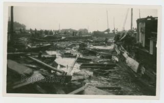 1938 Photograph China Chefoo Cyclone Shore Beach Canal Damage Sharp Photo Yantai