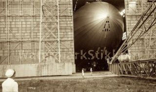 1930s Photo Negative Ill Fated Airship Zeppelin Hindenburg Nose Peek Hanger Rare