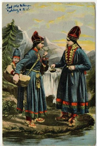 Suede - Sweden - Sverige - Old Postcard - Costumes Asele Lappmark