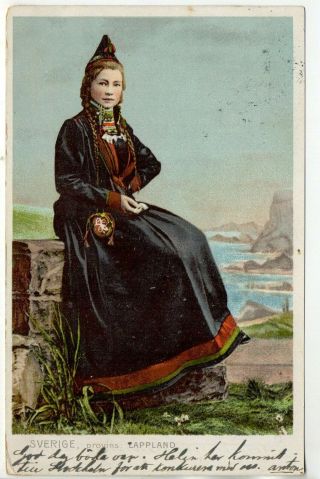 Suede - Sweden - Sverige - Old Postcard - Costumes Lappland Femme