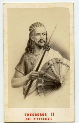 King Theodore Ii Of Ethiopia Africa Vintage Royalty Cdv Photo By Neurdein France