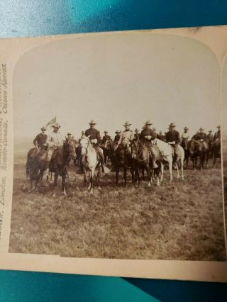 Vtg Stereoview Card 1899 Col Roosevelt And Officers Of The Rough Riders