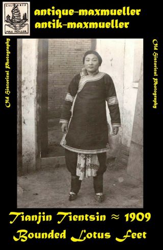 China Tianjin Tientsin Chinese Girl Lotus Feet 2x Orig Photos 1909 Good Size