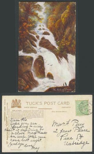 Falls Of Lodore On Derwentwater Lake Nr Keswick 1906 Old Tuck 