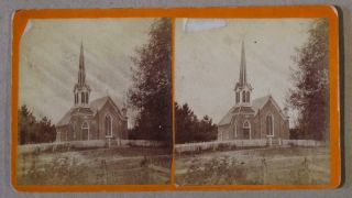 Stereoview Light House Methodist Church C.  1876 Daysville Oregon Ogle Co Illinois