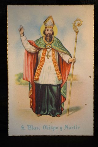 Old Saint Blaise Postcard Estampa Tarjeta Postal San Blas Obispo Y Martir Cc47