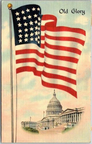Vintage 1944 Wwii Patriotic Postcard " Old Glory " U 