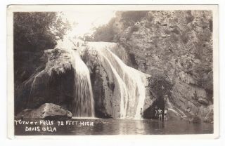 1938 Rppc Davis Oklahoma Turner Falls Vintage Photo Postcard Ok Mountain Park