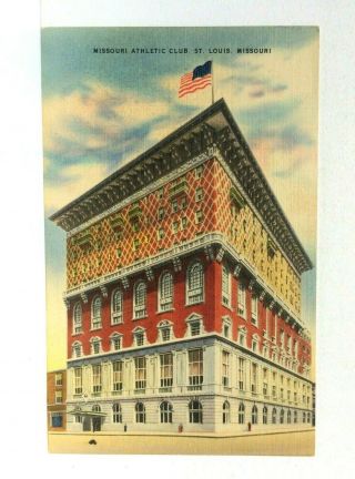 St Louis Missouri Athletic Club Linen Vintage Postcard