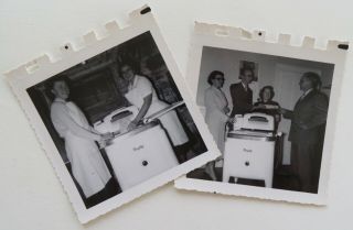 Bb45 Women & Maytag Washing Machine,  Two 1953 Photos,  Domestic Work Labor Washer