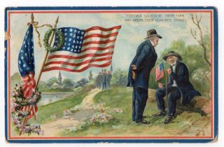 031021 Vintage Tuck Memorial Decoration Day Postcard Old Gar Vets Us Flag 1915