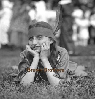 1900s Children Pageant Cowboy Indian Costumes Glass Photo Camera Negative 2
