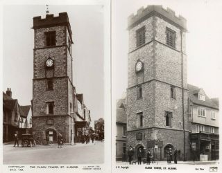 2 Old R.  P.  Postcards Of The Clock Tower,  St.  Albans,  Hertfordshire