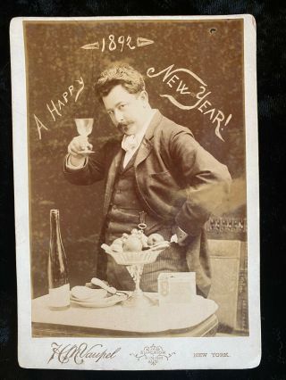Cabinet Card - - Self Portrait Of Photographer H.  Vaupel Celebrating 1892 Year