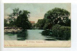 Montgomery Il Illinois (kendall Kane Counties) Old Mill Ruins,  Antique Postcard