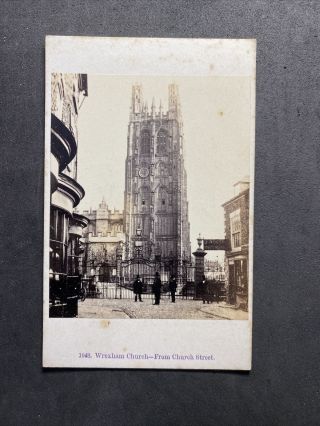 Victorian Carte De Visite Cdv: Scene: Wrexham Church From Church Street