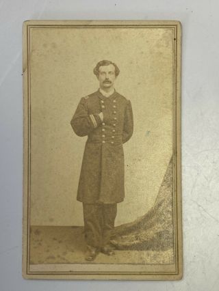 Cdv Photo Civil War Soldier Standing Right Hand In Pocket 3 Cents Tax Stamp