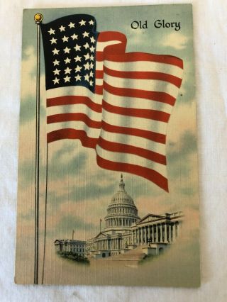 Old Glory Flag Series No.  3 American Flag & Capitol Patriotic Postcard