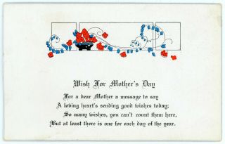 Vintage 1927 Holiday Greeting Postcard Wish For Mother 