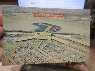 Vintage Old Postcard Texas Dallas Love Field Airport Terminal Runway Radio Tower
