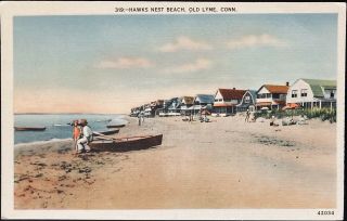 Old Lyme,  Ct.  C.  1944 Pc.  (m91) Hawk’s Nest Beach And Summer Cottages