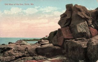 Circa 1921 Old Man Of The Sea,  York Beach,  Maine Postcard