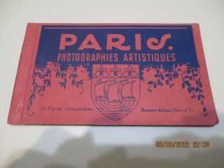 Vintage Postcard Book – Paris,  France – 10 Detachable Postcards - In French