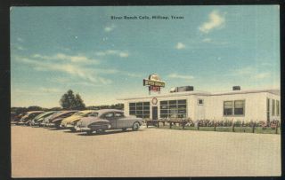 1950s Picture Post Card,  River Ranch Cafe,  Millsap,  Tx.  Old Cars,  Roadside