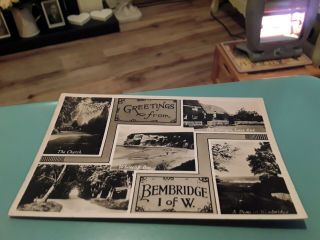 Postcard Bembridge Isle Of Wight Old Cottages Lane End,  Whitecliff Bay,  Church,