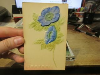 Victorian Era Old Postcard Jersey East Orange Middleville Blue Plush Flower