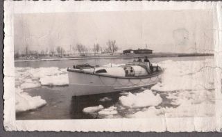 Vintage Photograph Coast Guard Station Boat Manistee Grand Haven Michigan Photo