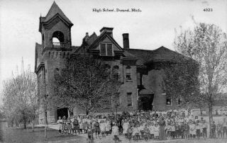 Durand Mi 1907 - 14 Early 20th Century View Of The High School Vintage Mich 592