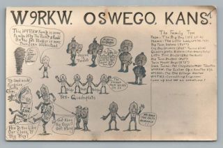 W9rkw Qsl Comic Rppc Vintage Oswego Kansas Radio Postcard 1940s