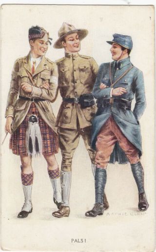 Postcard Soldiers Pals Old Military Artist Archie Gunn Unposted