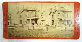 Antique Stereo View Card Of A Victorian House In Grand Rapids,  Iowa