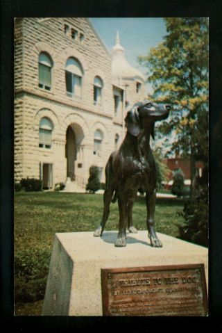 Dog Postcard Old Drum Statue North Main Street,  Warrensburg,  Missouri Mo