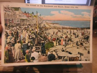 Vintage Old Postcard Maryland Ocean City Boardwalk Beach Bath House Buildings