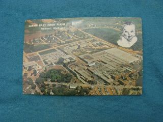Vintage Gerber Baby Food Plant,  Fremont,  Michigan Postcard Old And