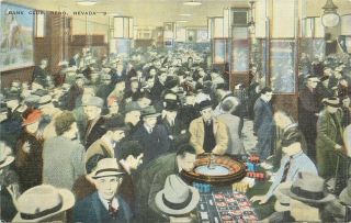 Reno,  Nevada - Busy Gambling At The Bank Club - Old Postcard View