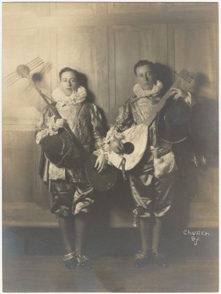 1900s San Francisco Lute Players In Costumes Silver Gelatin Fashion Music Photo