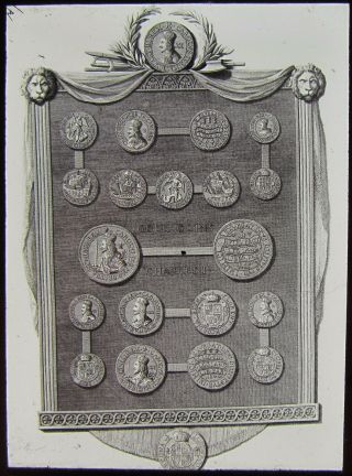 Glass Magic Lantern Slide Coins Of King Charles I C1890 Drawing