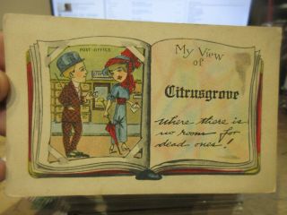 Victorian Era Old Postcard Texas Blessing Citrusgrove Railroad Post Office Girl