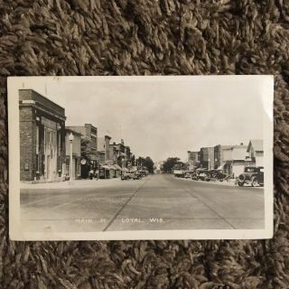 Rppc View Main Street Loyal Wisconsin Store Fronts Old Cars