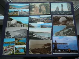 12 Postcards Swanage,  Mill Pond Old Harry Rocks Tilly Whim Caves Studland Church