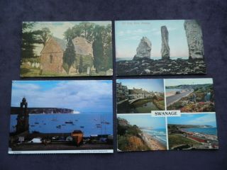 12 Postcards Swanage,  Mill Pond Old Harry Rocks Tilly Whim Caves Studland Church 2