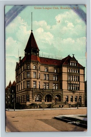 Brooklyn Ny,  Historic Union League Club,  Tower,  Vintage York C1910 Postcard