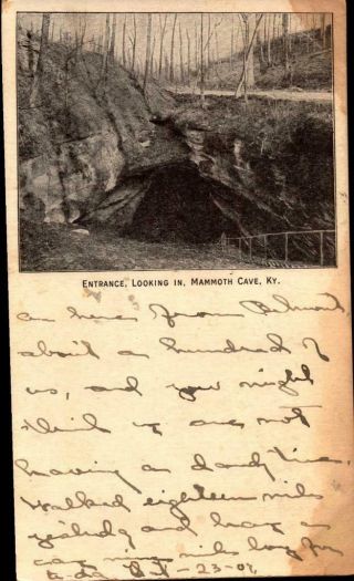 Vintage Postcard - Looking In Mammoth Cave - Kentucky - Undivided Back Postcard Bk28