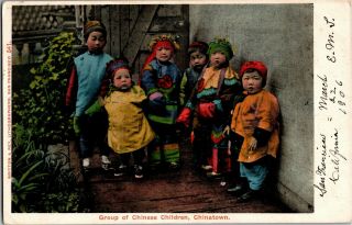 Group Of Chinese Children Chinatown San Francisco Ca C1906 Vintage Postcard W40