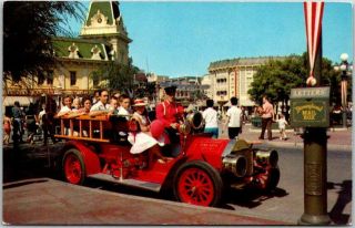 Vintage Disneyland California Postcard " Motorized Fire Truck " A - 18